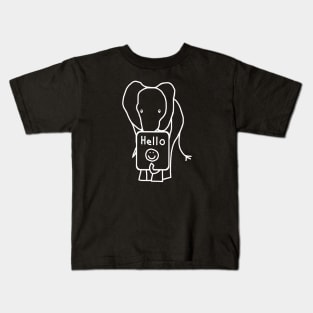 White Line Elephant says Hello Kids T-Shirt